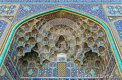 Details of Sheikh Lotfollah Mosque in Isfahan Stock Photo