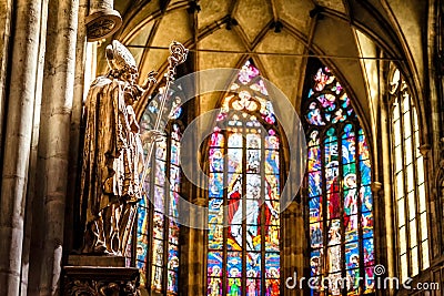 Details of St Vitus` s Cathedral. Prague, Czech Republic Editorial Stock Photo