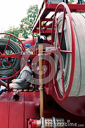 Details and structure of the fire truck Stock Photo