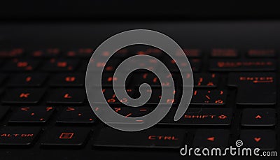 Interesting detail - keyboard of a notebook, black keys Stock Photo