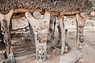 Details of Toguna in a Dogon village, Mali. Stock Photo