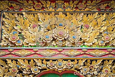 Details of traditional local balinese wood carving ornaments Stock Photo
