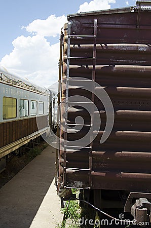 Details of trains at The Pueblo Railway Museum Editorial Stock Photo