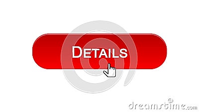 Details web interface button clicked with mouse cursor, red color, analysis Stock Photo