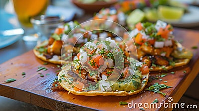 Details wiht the Mexican tostadas dish. AI generated Stock Photo