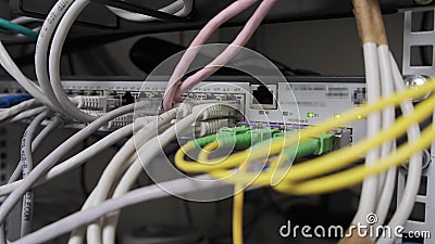 Details from working Ethernet server, fully operational, sending and receiving Stock Photo