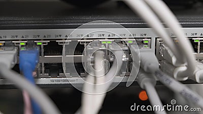 Details from working Ethernet server, fully operational, sending and receiving Stock Photo