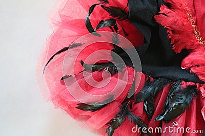 Detaisl of a stage costume red and black Stock Photo