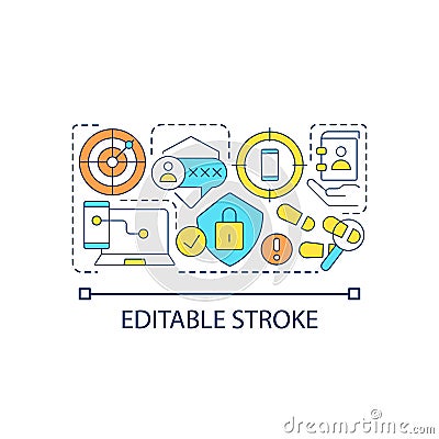 Detecting hacking attack concept icon Vector Illustration