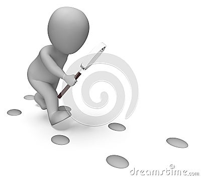 Detective Character Examine Footprints Shows Find Investigation Stock Photo