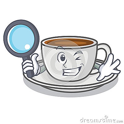 Detective coffee character cartoon style Vector Illustration