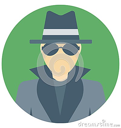 Detective Color Isolated Vector Icon that easily can be modified and edit. Vector Illustration