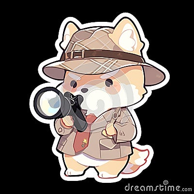 A detective dog who solves crimes, AI Generated, Sticker ver.11 Stock Photo