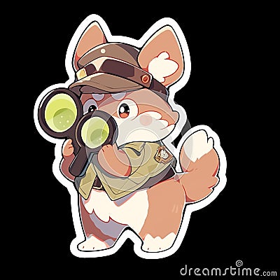 A detective dog who solves crimes, AI Generated, Sticker ver.3 Stock Photo