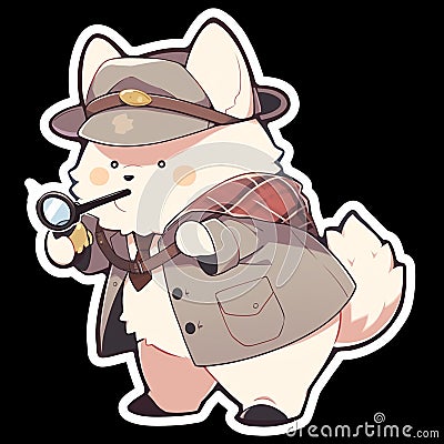 A detective dog who solves crimes, AI Generated, Sticker ver.8 Stock Photo