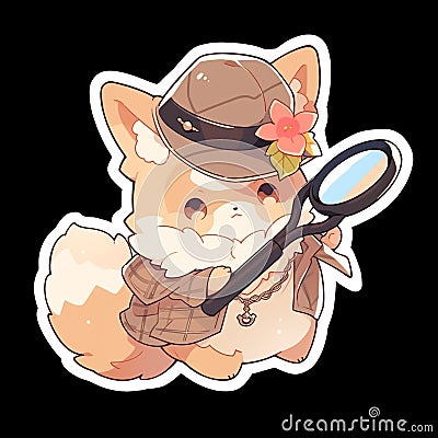 A detective dog who solves crimes, AI Generated, Sticker ver.9 Stock Photo