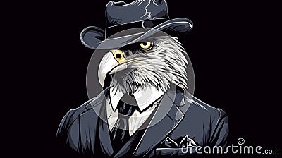 Detective Eagle: A Dark And Stylish 1990s Pop Art Comic Cartoon Illustration