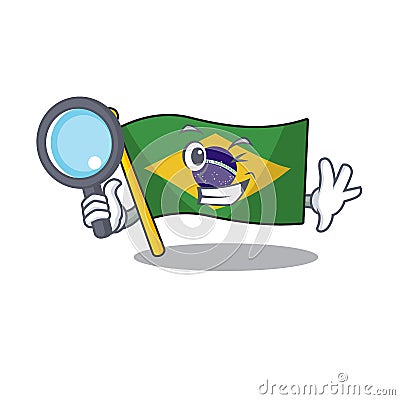 Detective flag brazil isolated with the cartoon Vector Illustration