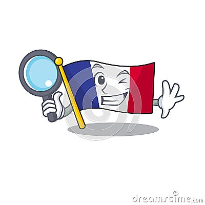 Detective flag france isolated with the mascot Vector Illustration