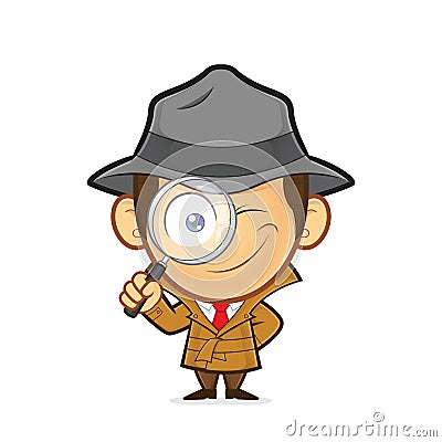 Detective holding a magnifying glass Vector Illustration