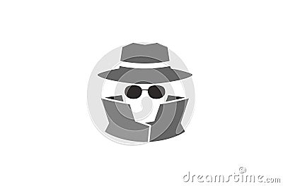 Detective Human Head Logo Vector Illustration