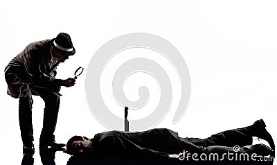 Detective man criminals investigations silhouette Stock Photo