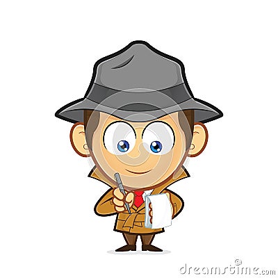 Detective with a notepad and pen Vector Illustration