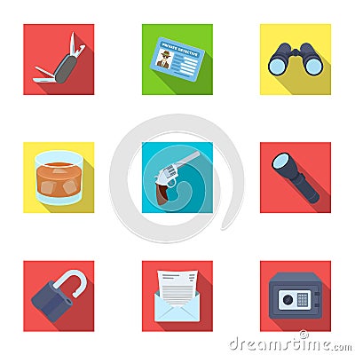 Detective set collection icons in flat style vector symbol Vector Illustration