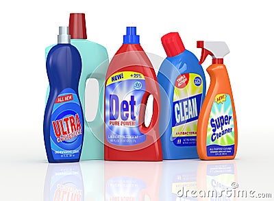 Detergent bottles Stock Photo