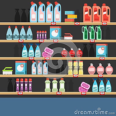 Detergent shop. Vector Illustration