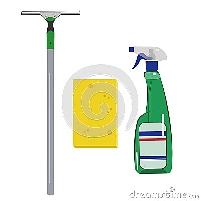 Detergents,sponge and scraper Vector Illustration