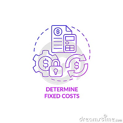 Determine fixed costs purple gradient concept icon Vector Illustration