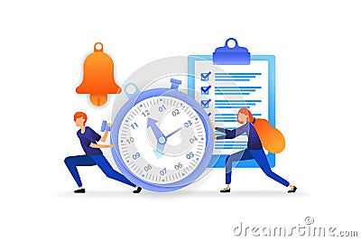 Determine and manage time. complete work deadlines to streamline business. speed for successful careers. vector illustration conce Vector Illustration