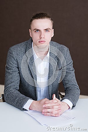 Determined concentrated business man professional Stock Photo