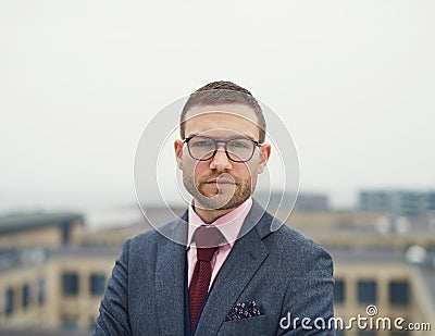 Determined intense young businessman Stock Photo