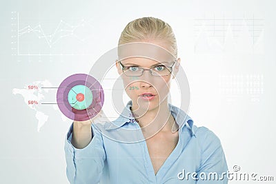 Determined nordic girl showing her goals Stock Photo