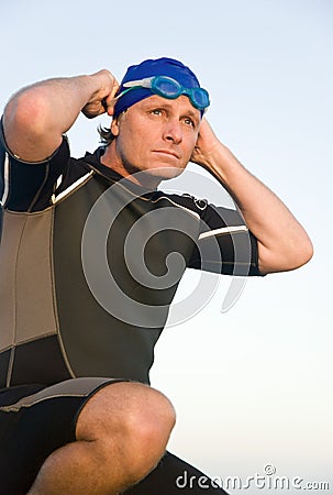 Determined triathlete. Stock Photo