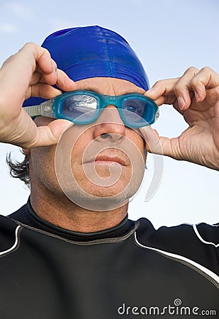 Determined triathlete. Stock Photo