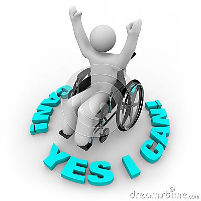 Determined Wheelchair Person - Yes I Can Stock Photo