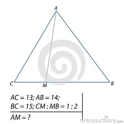 Determining the length of the segment in the triangle Cartoon Illustration