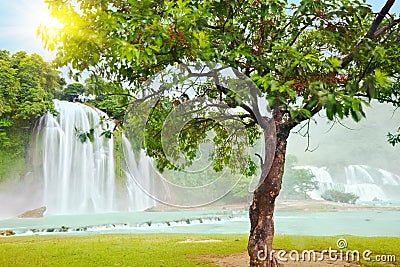 Detian and Ban Gioc waterfall Stock Photo