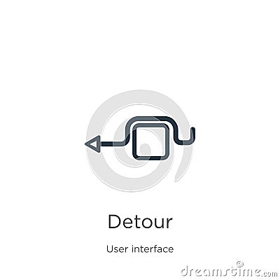 Detour icon. Thin linear detour outline icon isolated on white background from user interface collection. Line vector detour sign Vector Illustration