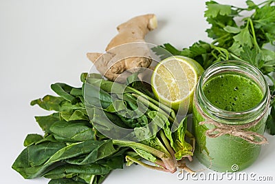 Detox green smoothie Stock Photo