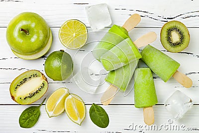 Detox, healthy green smoothie popsicles. Stock Photo