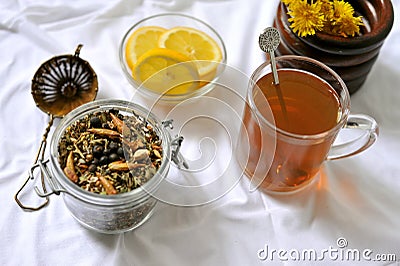 Detox, herbal tea helps maintain a healthy immune system, cleanses your digestive system Stock Photo