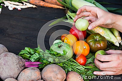 Detox organic food, autumn healthy harvest Stock Photo