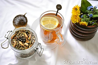 Detox tea health, weight-loss claims are that it helps maintain a healthy immune system, cleanses your digestive system, suppo Stock Photo