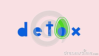 Detox Vector Lettering. Logo design isolated. Hand drawn type letters. Vector Illustration