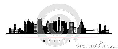 Detroit City skyline horizontal banner. Vector Illustration