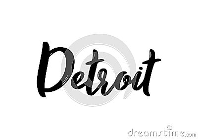 Detroit - hand drawn lettering name of USA city. Vector Illustration